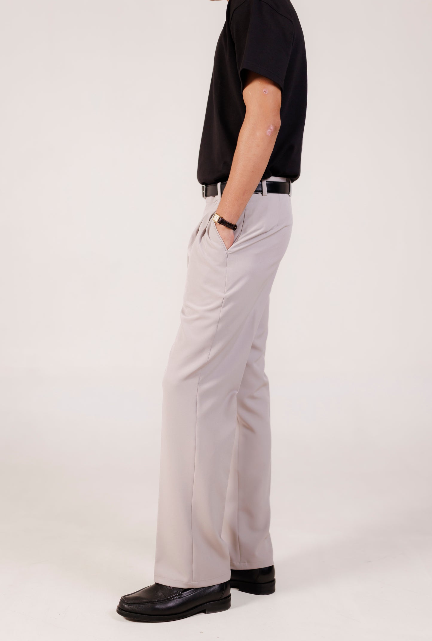Pleated Trousers - Stone Grey