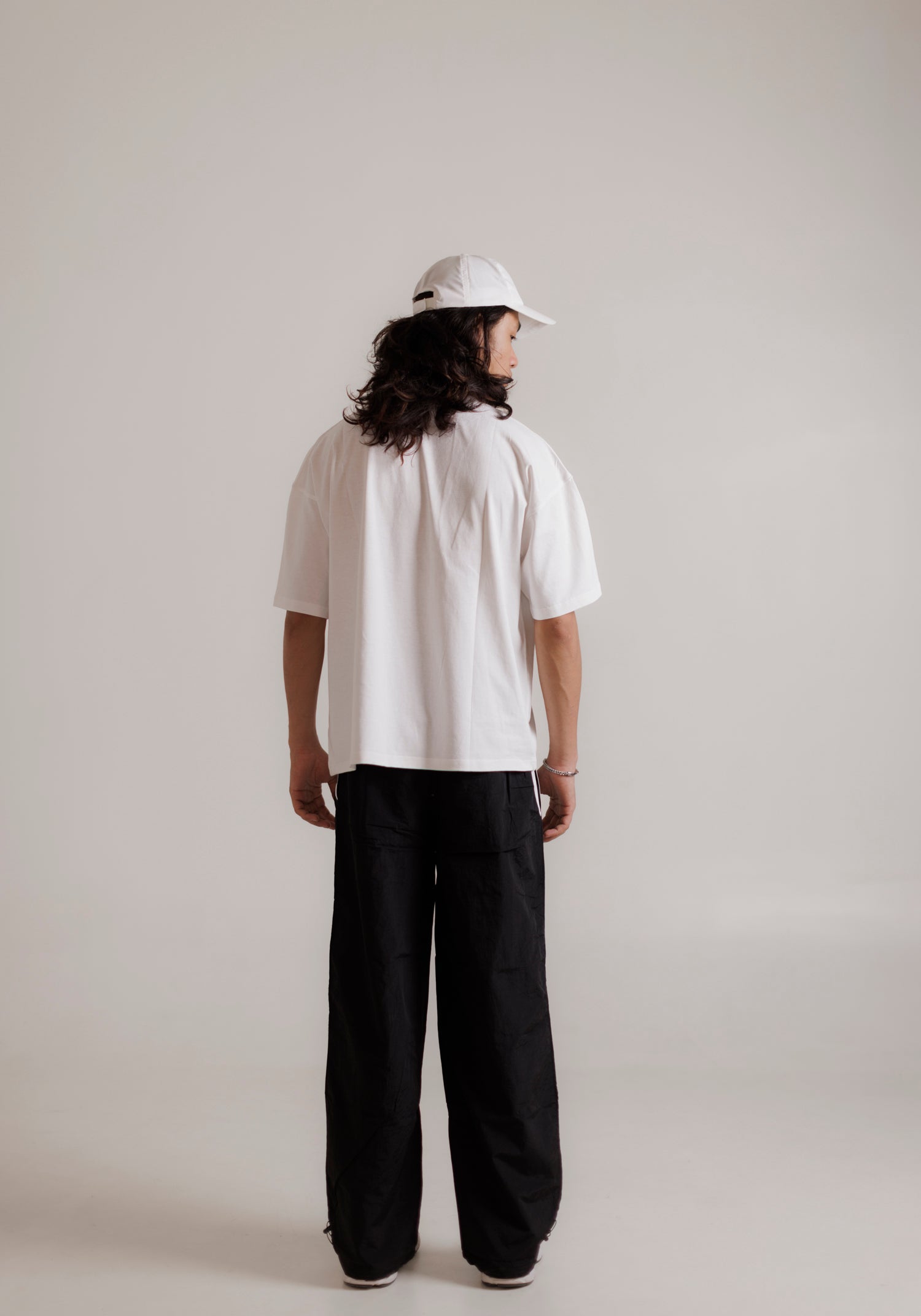 Nylon Embroidered Cap - White