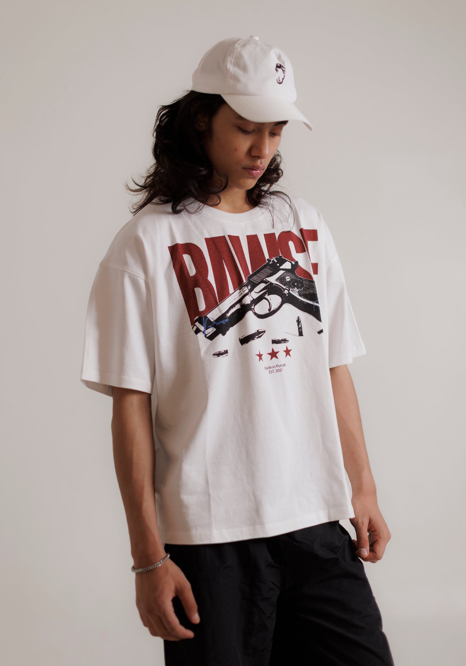 Nylon Embroidered Cap - White