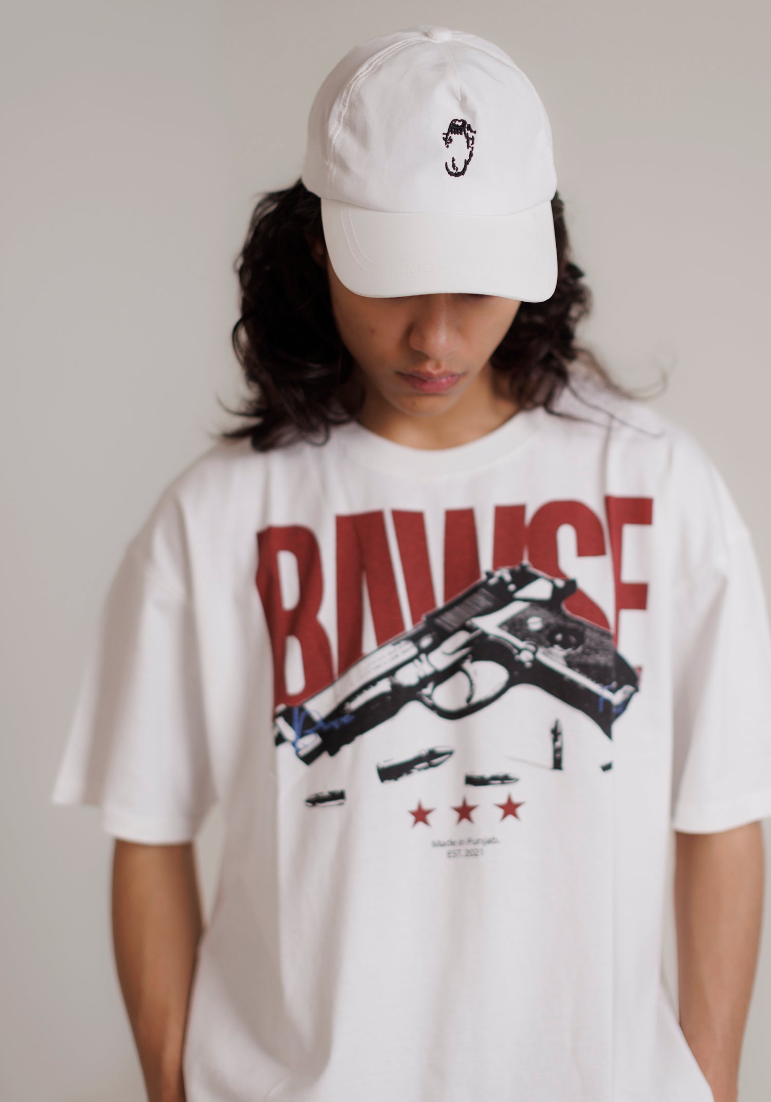 Nylon Embroidered Cap - White