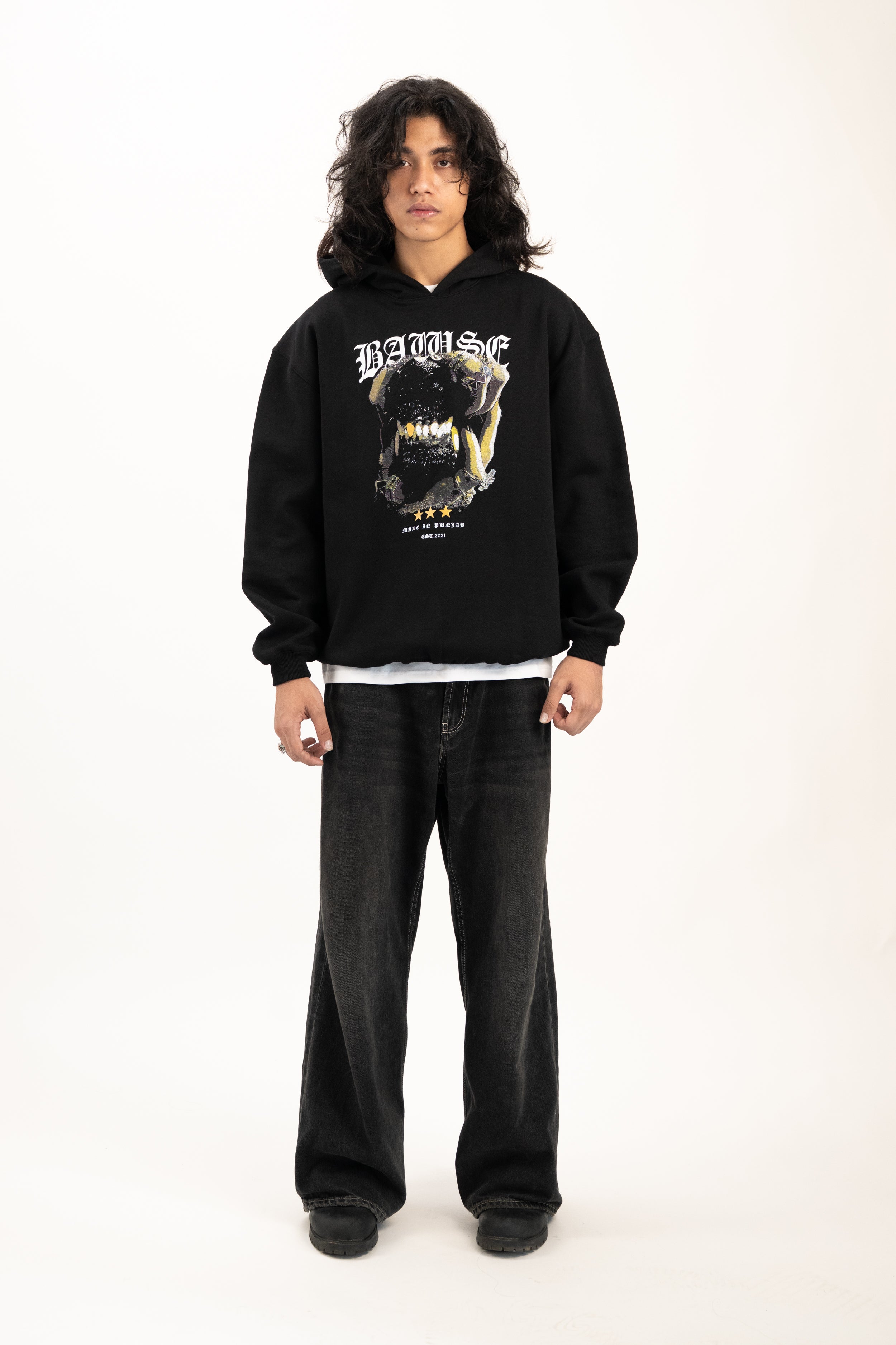 Fangs Graphic Hoodie - Black