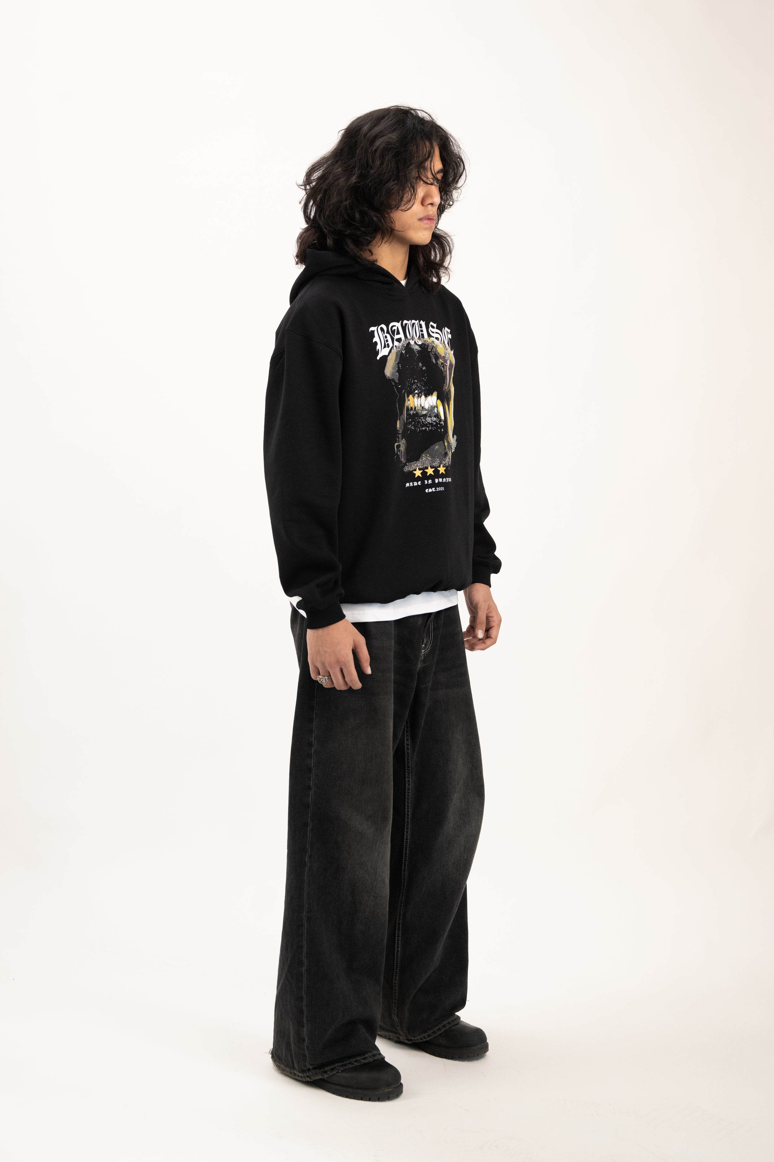 Fangs Graphic Hoodie - Black