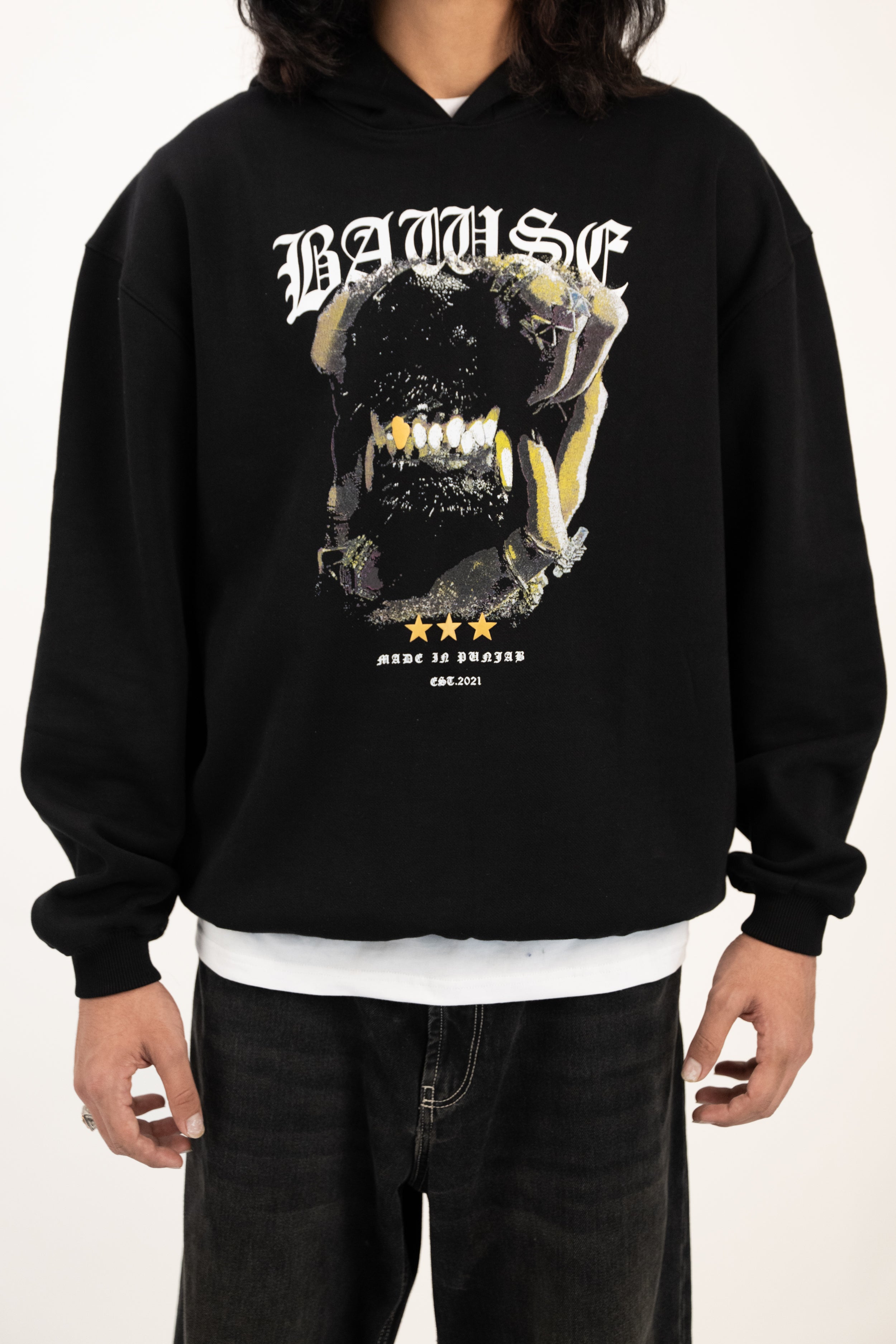 Fangs Graphic Hoodie - Black