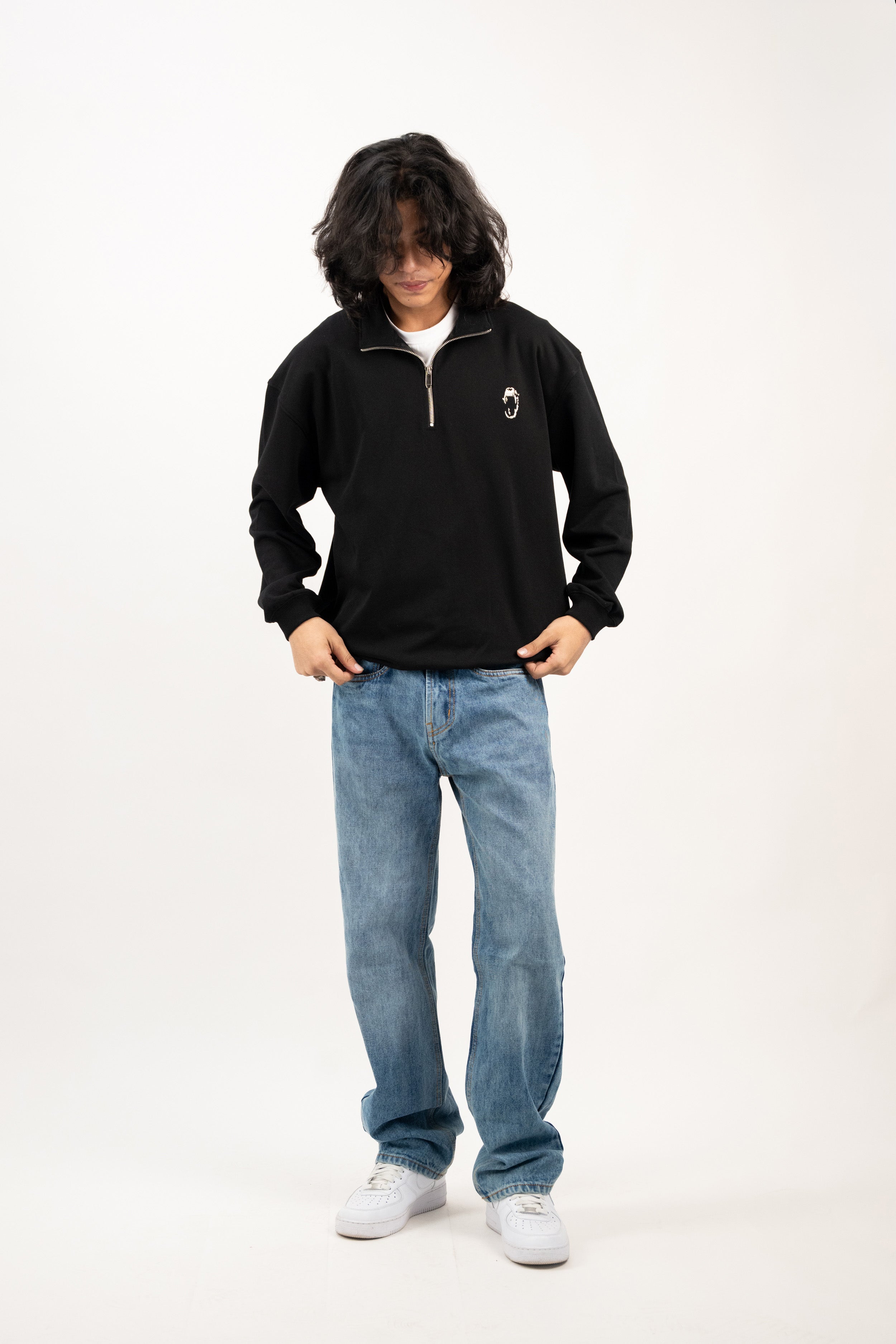 Quarterzip Sweatshirt- Black