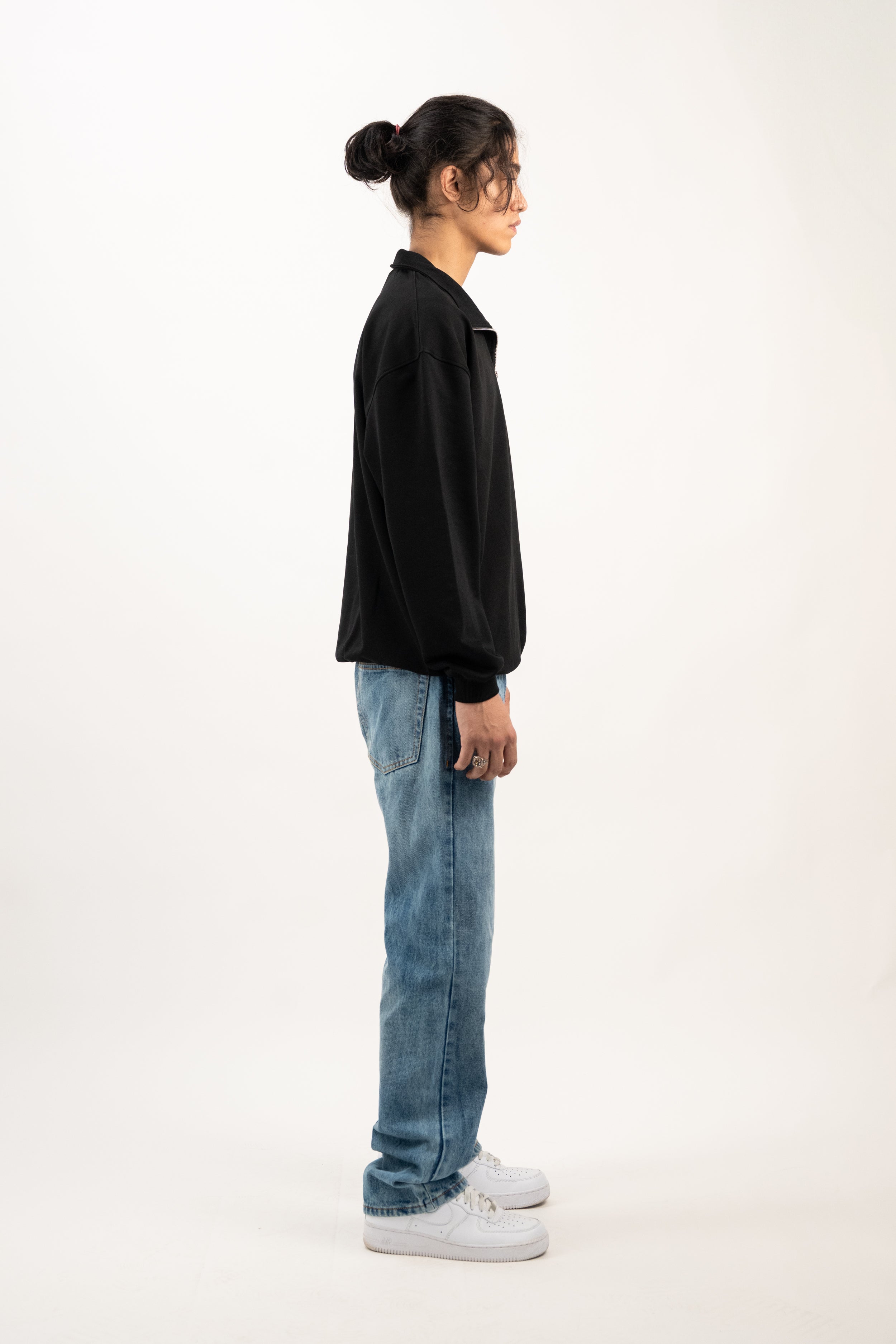 Quarterzip Sweatshirt- Black