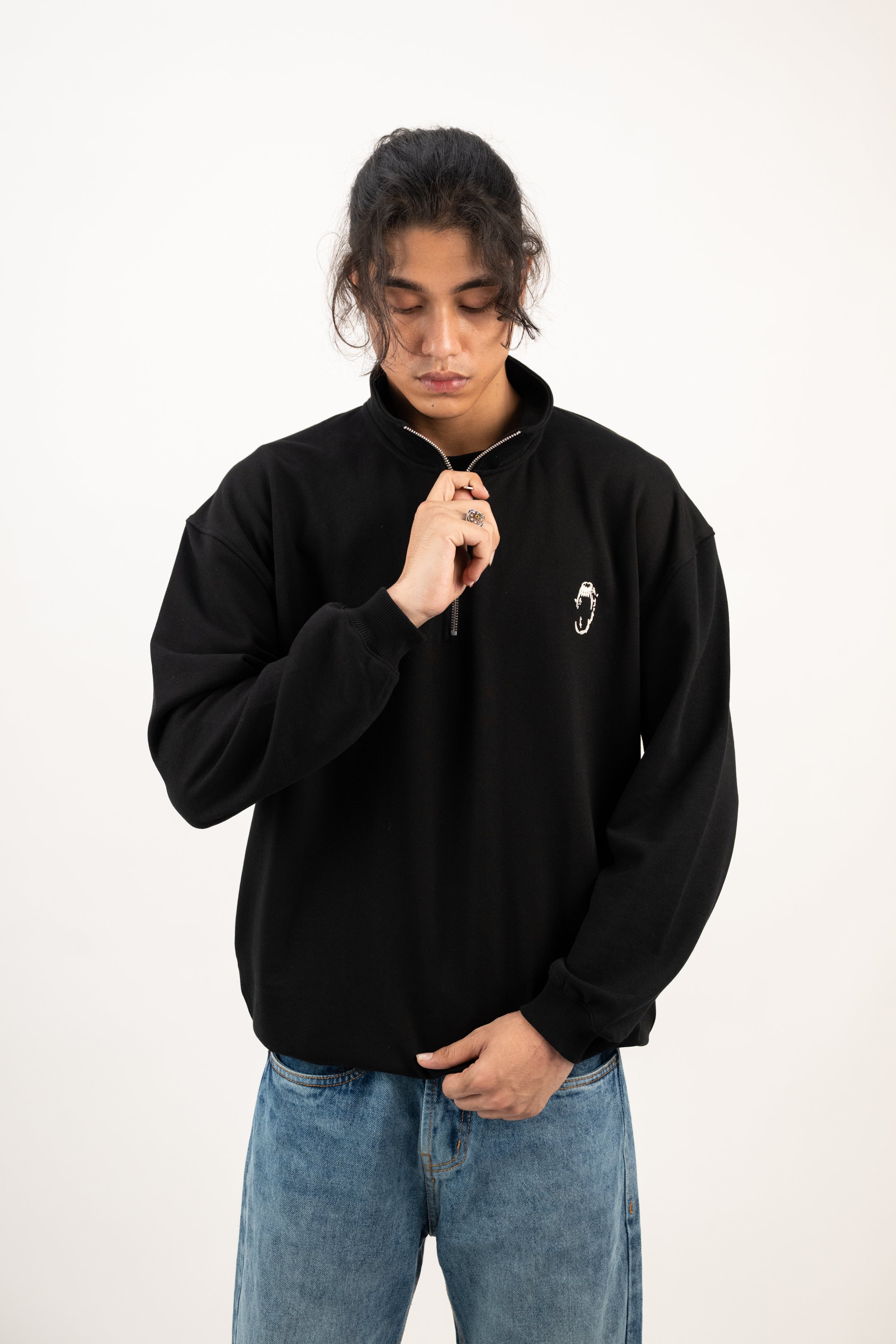 Quarterzip Sweatshirt- Black