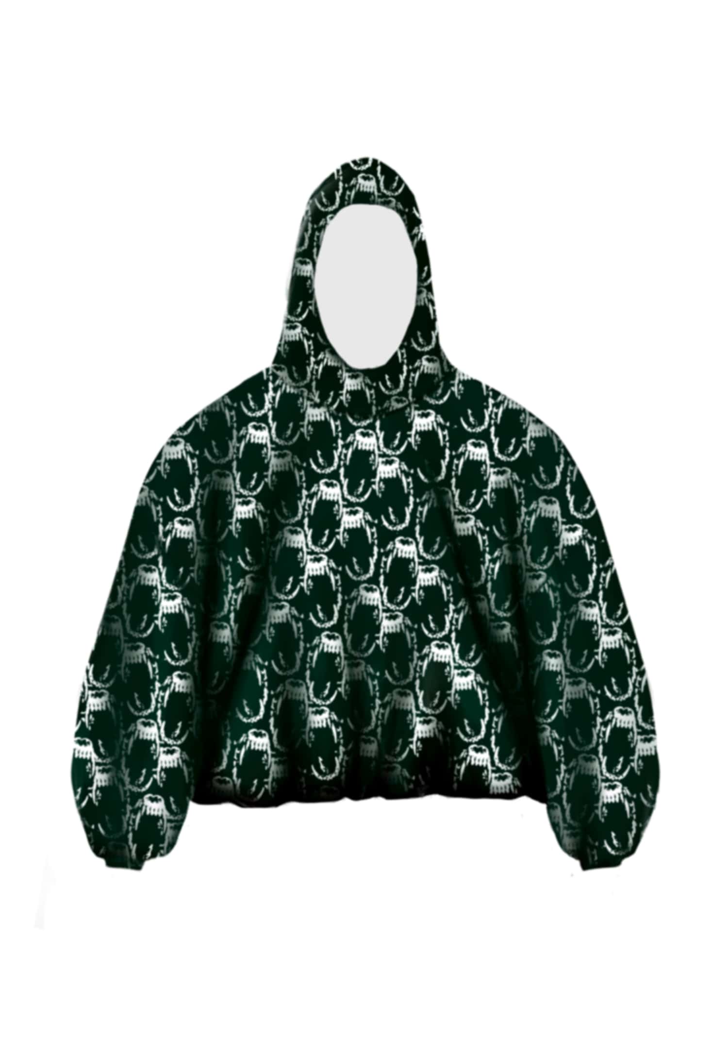 Fangs Box Hoodie - Bottle Green