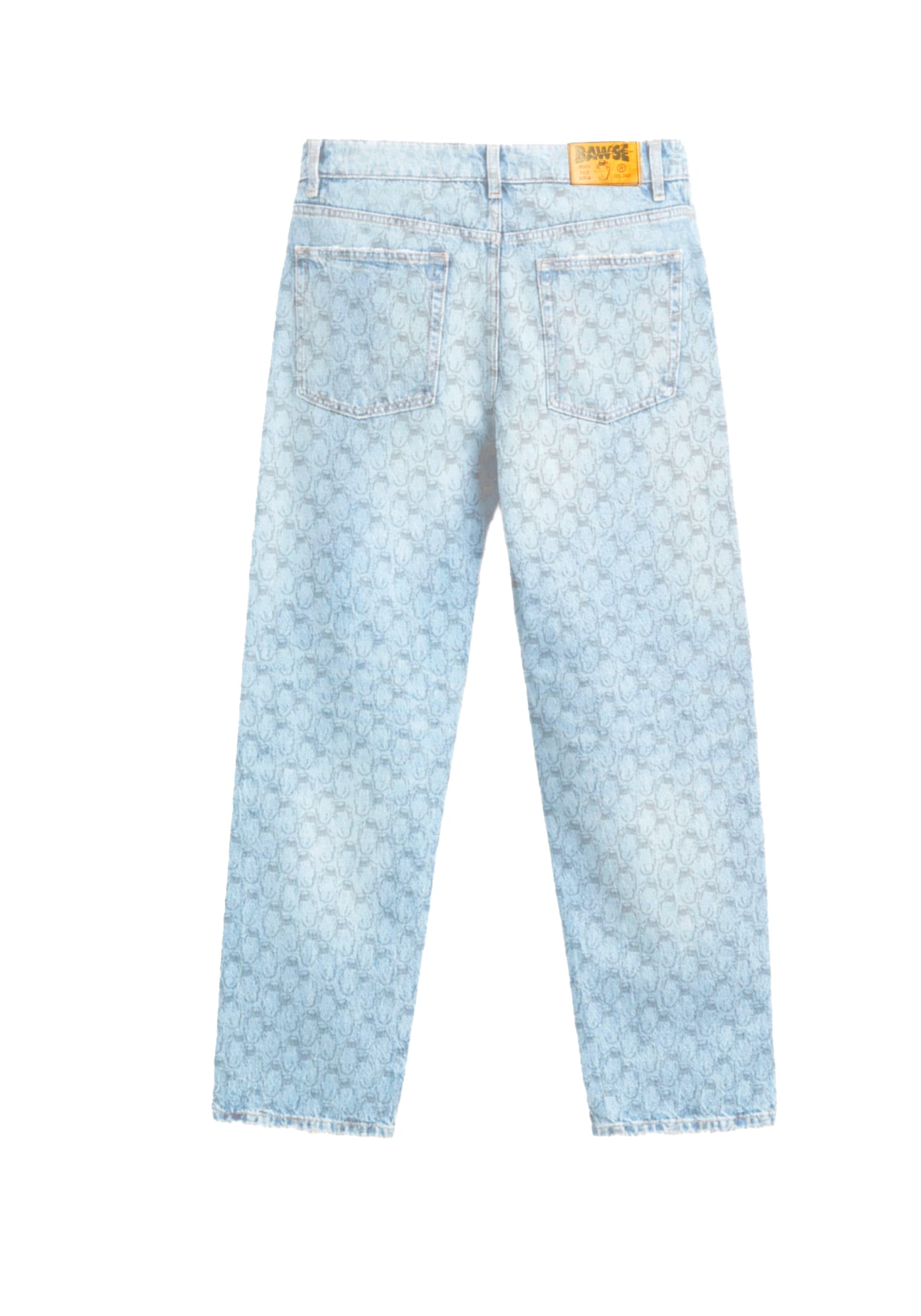 Monogrammed Straight Fit Jeans - Ice Blue