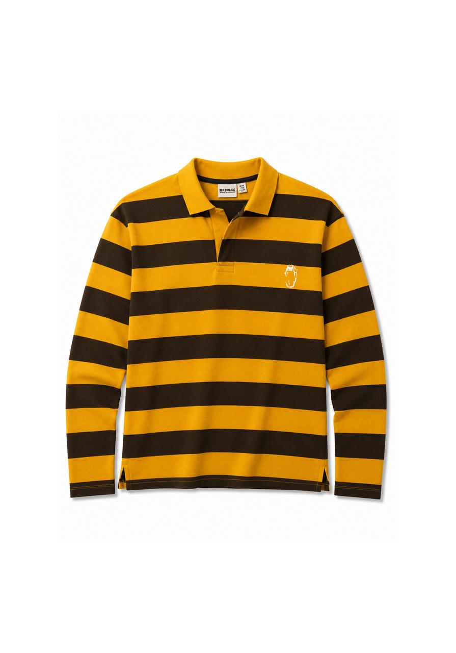 Long sleeve polo tshirt - Mustard/Brown
