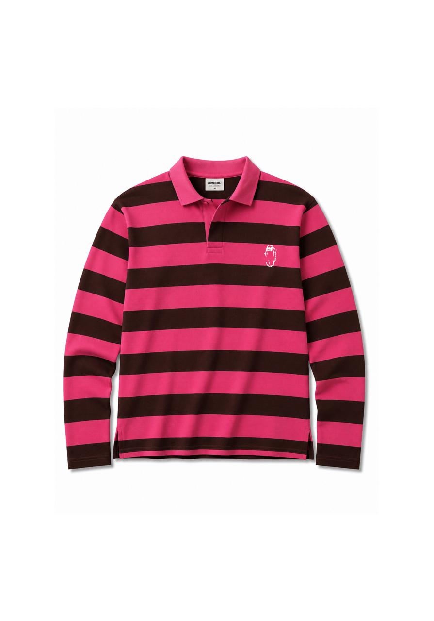 Long sleeve polo tshirt - Pink/Brown