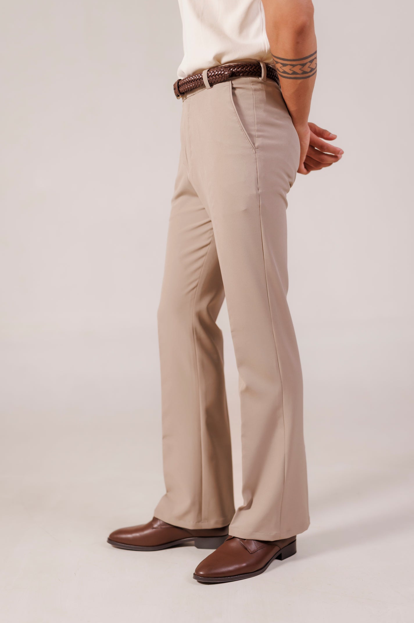 Flared Trousers - Stone Taupe