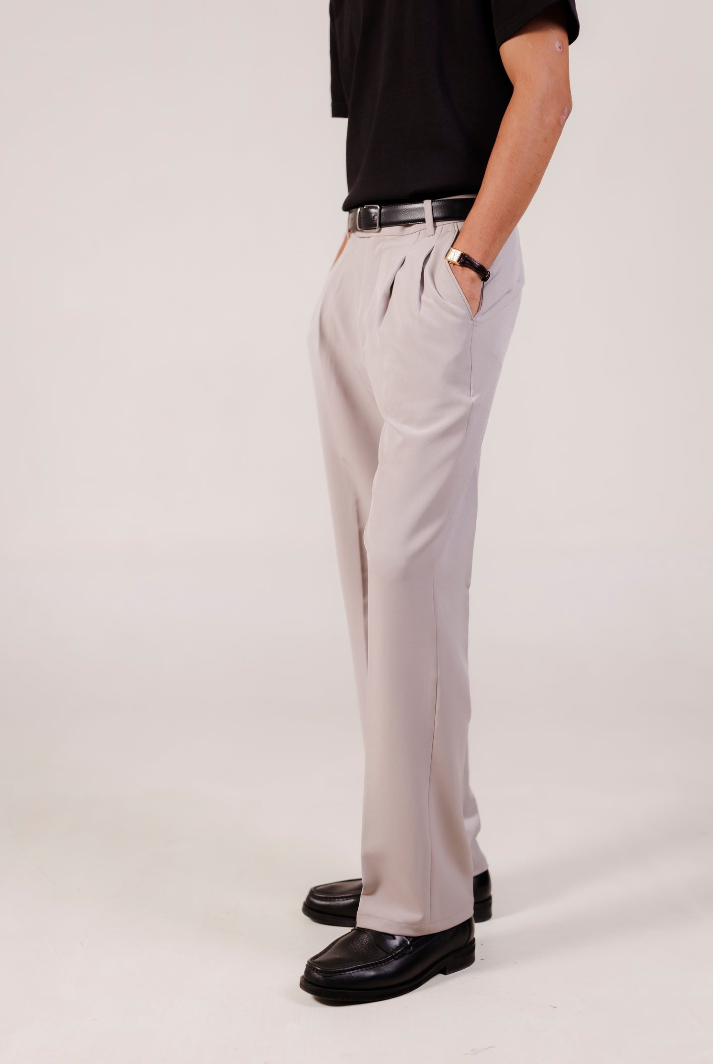 Pleated Trousers - Stone Grey