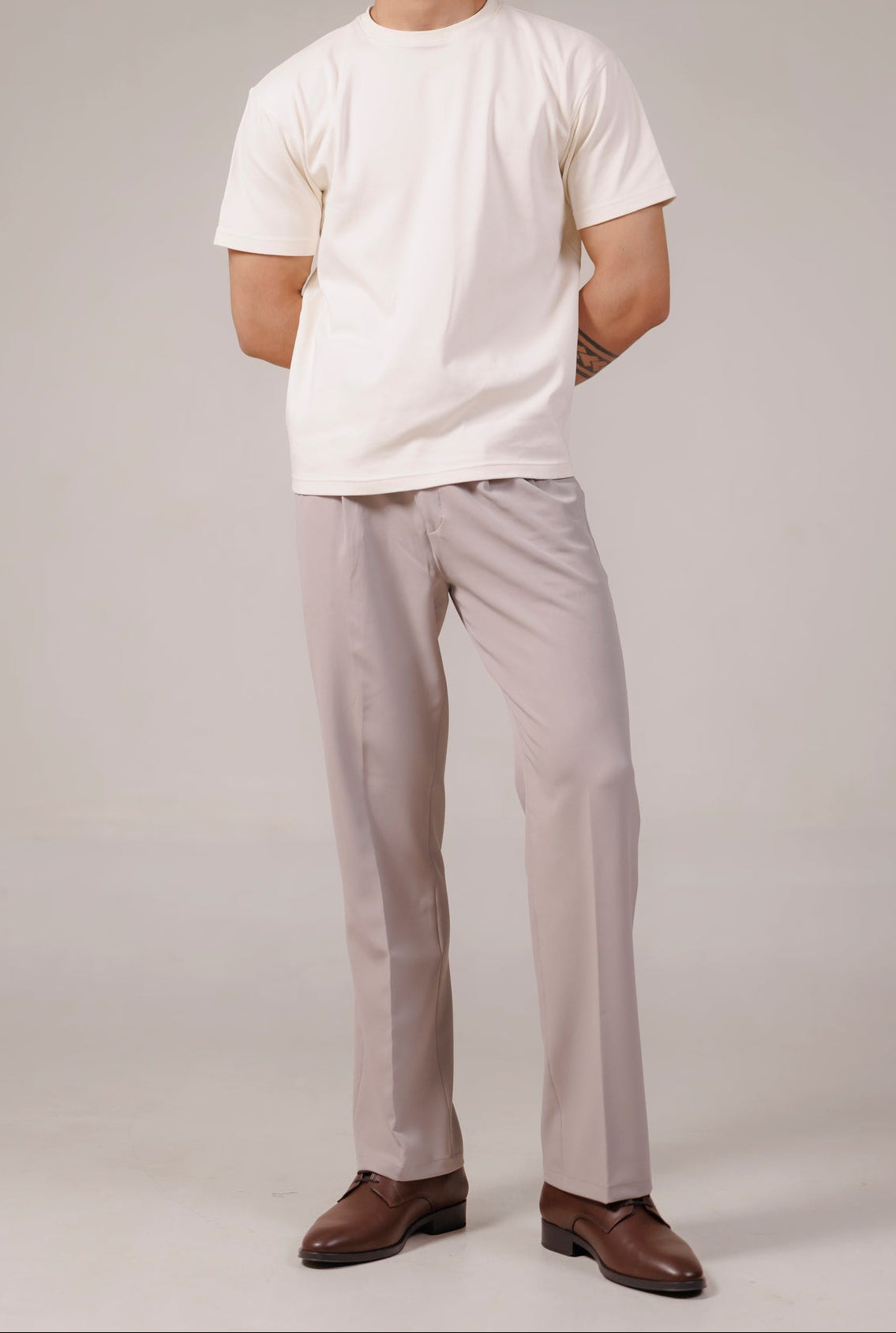 Pleated Trousers - Stone Grey