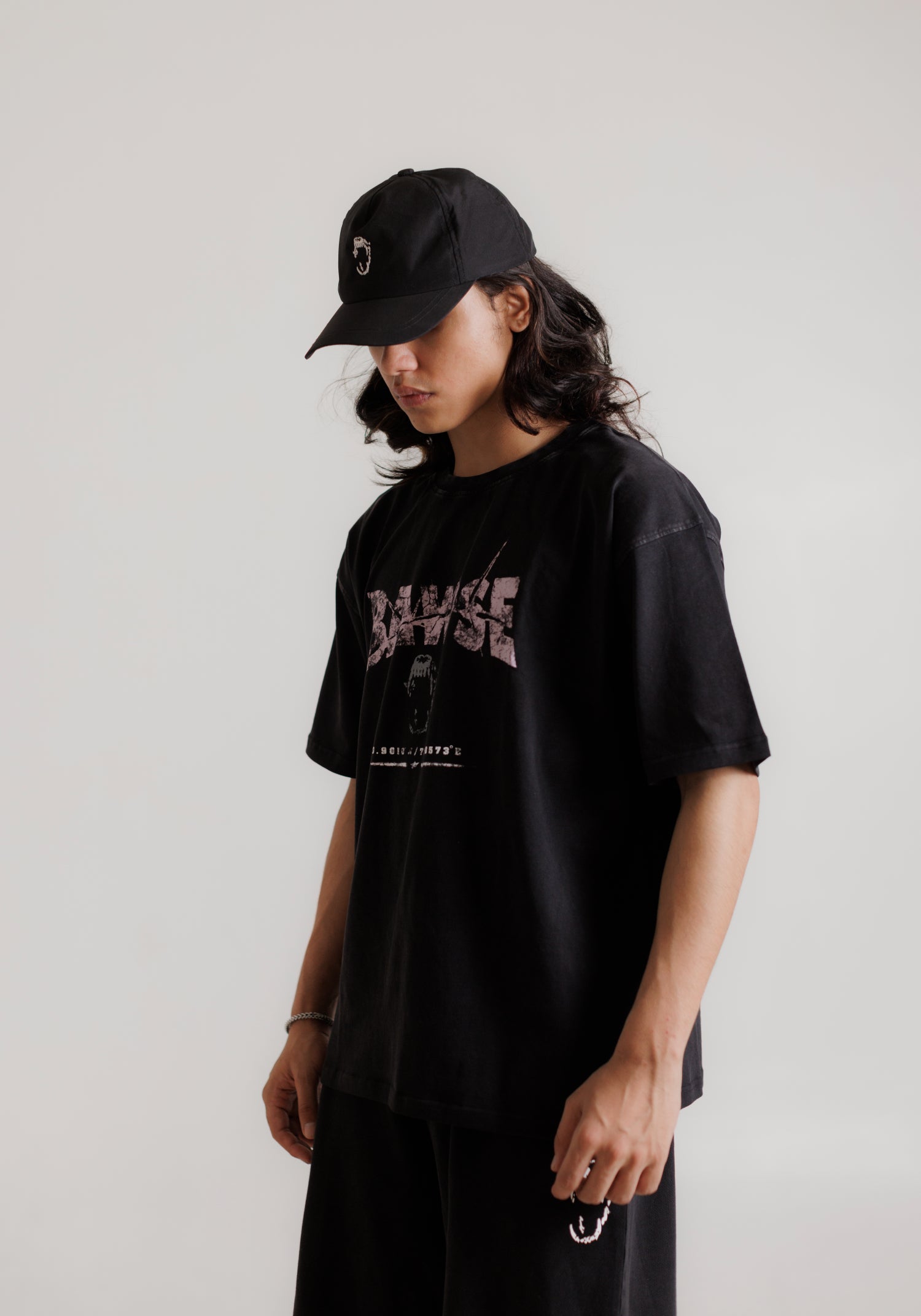 Nylon Embroidered Cap - Black