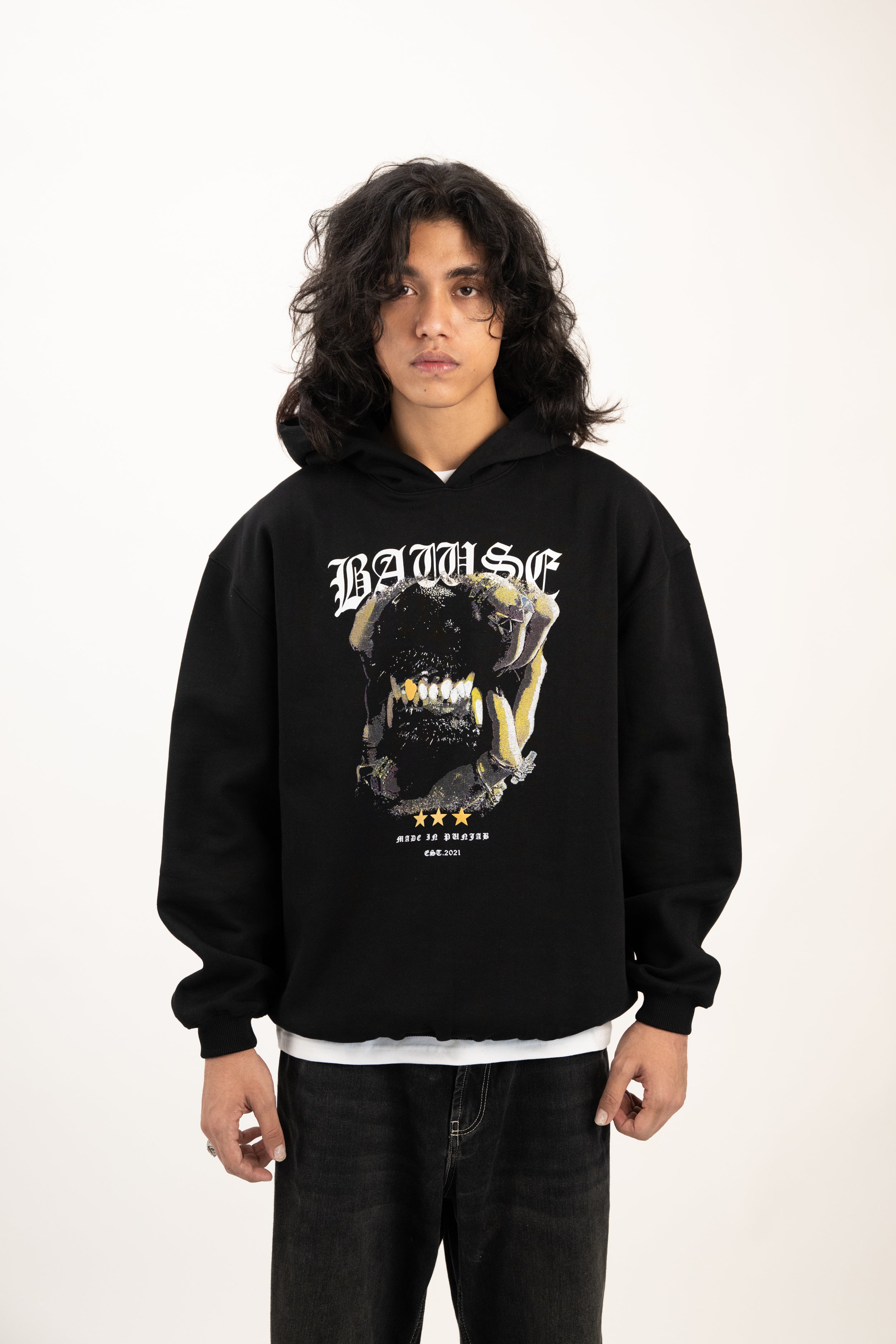Fangs Graphic Hoodie - Black