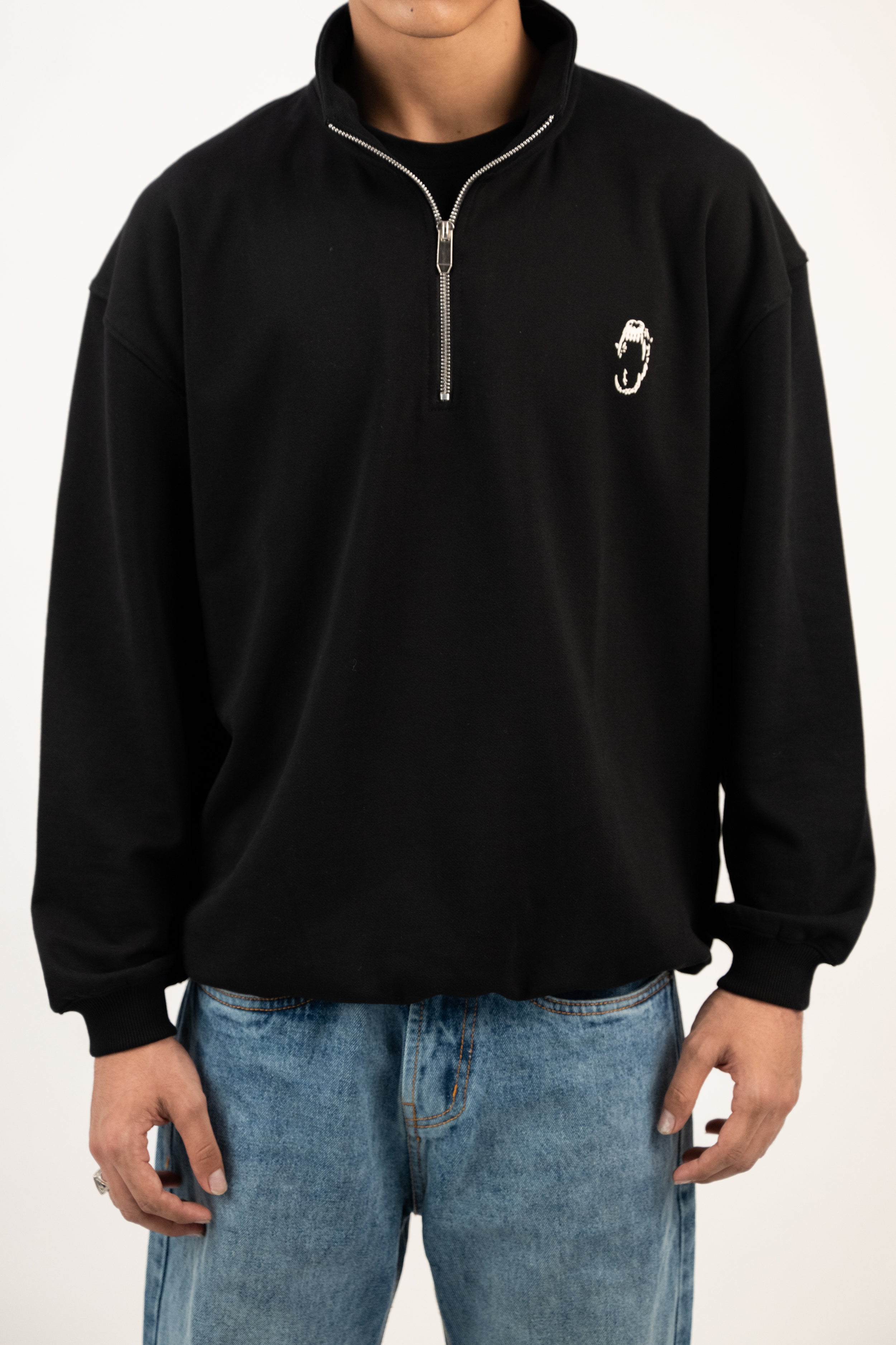 Quarterzip Sweatshirt- Black