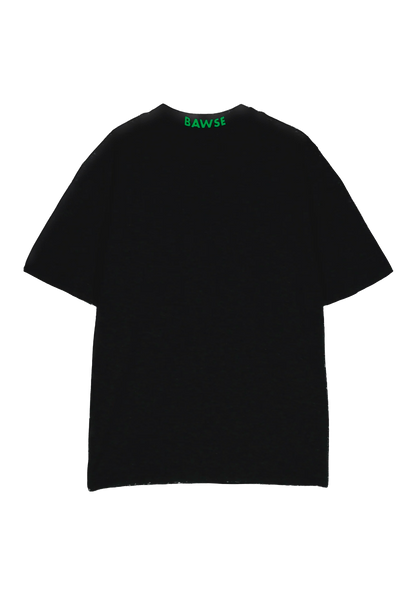 High Neck Graphic T-Shirt - Black
