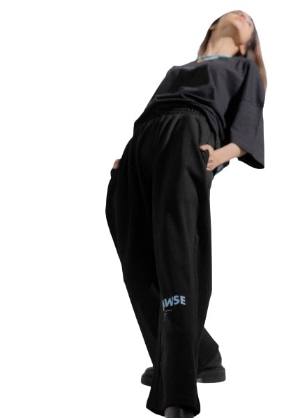 Wide Leg Unisex Joggers - Black