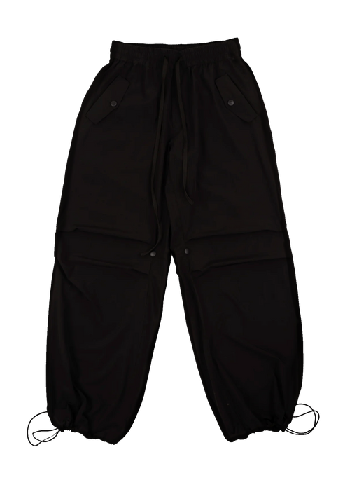 Unisex Parachute Pants (Black) - Baggy Fit, 100% Nylon – BAWSE.