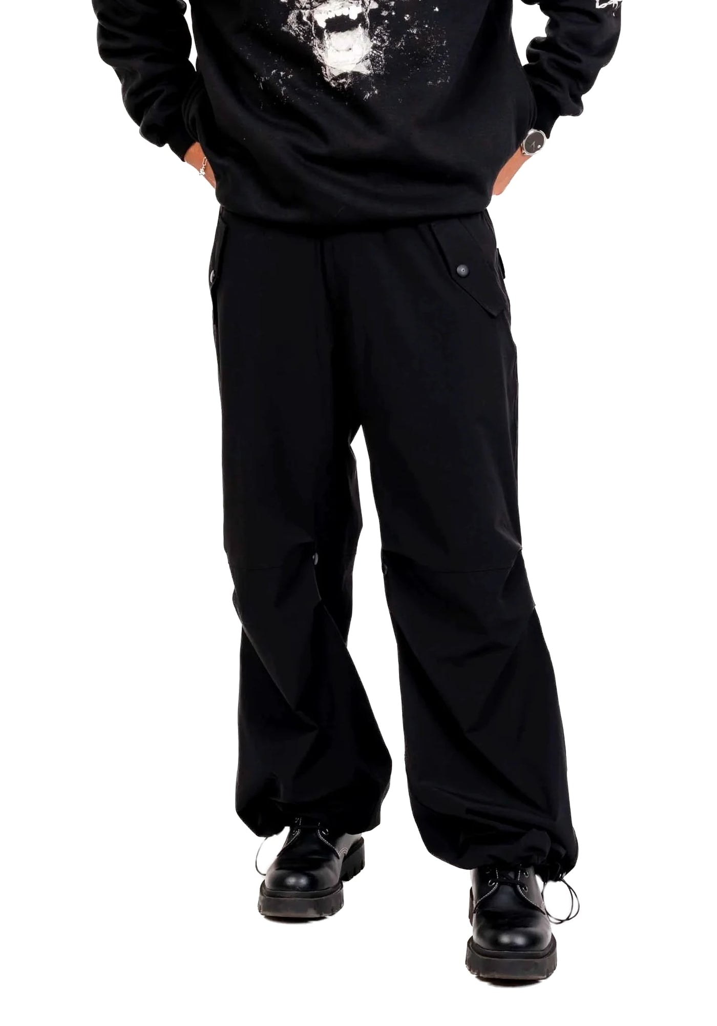 Unisex Parachute Wide Fit Pants- Sand Beige