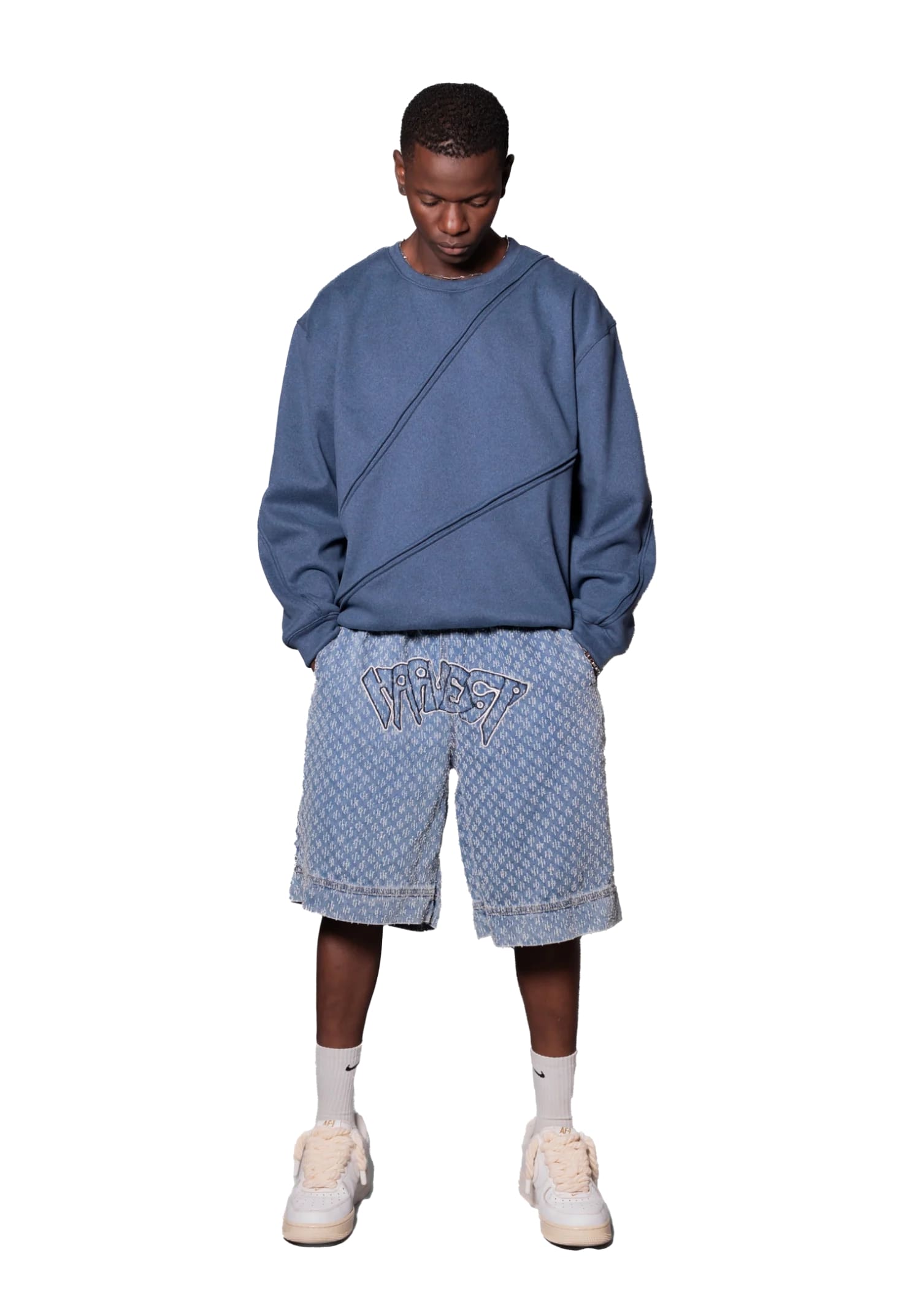 Reconstructed Sweatshirt-Denim Blue