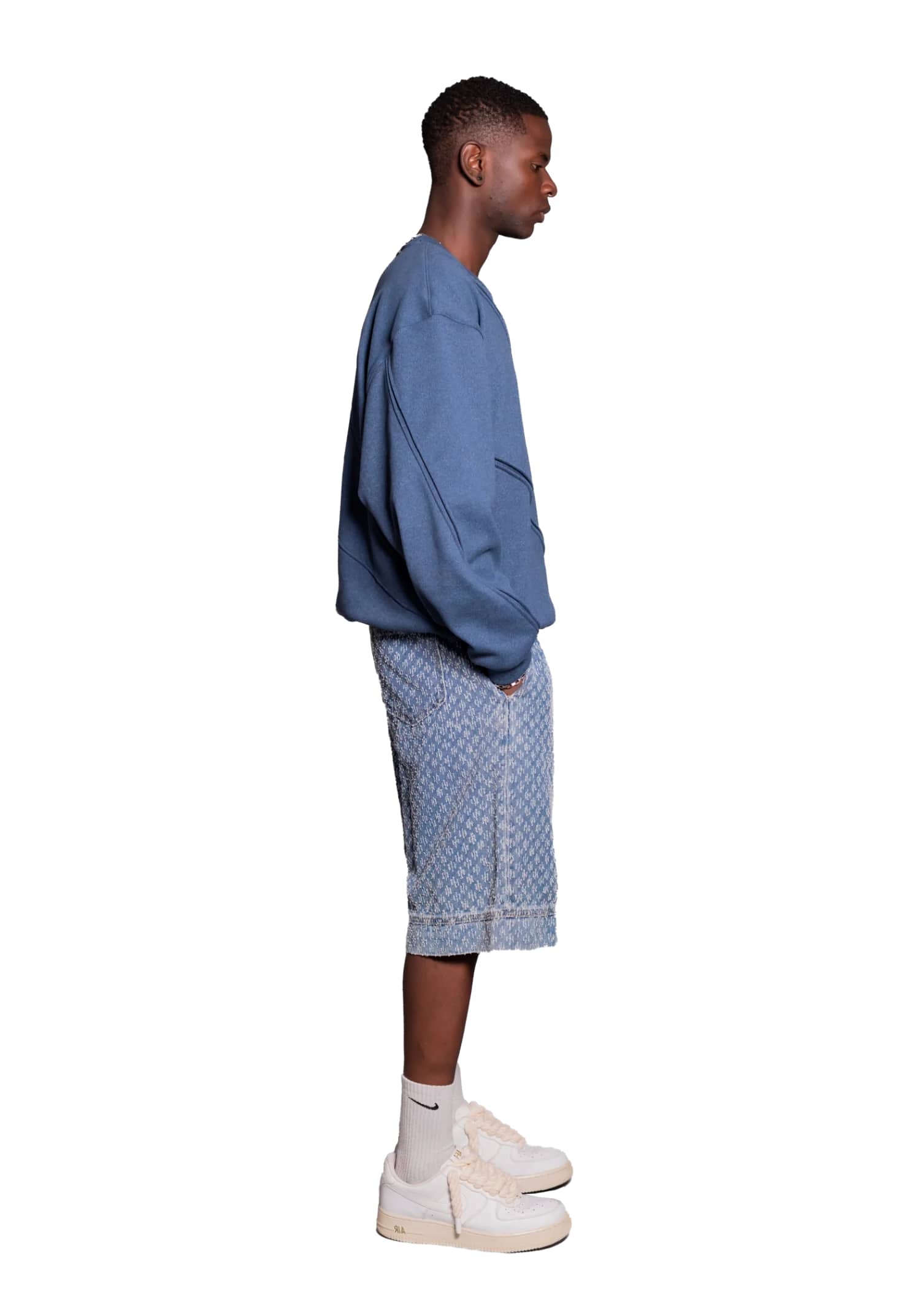 Reconstructed Sweatshirt-Denim Blue