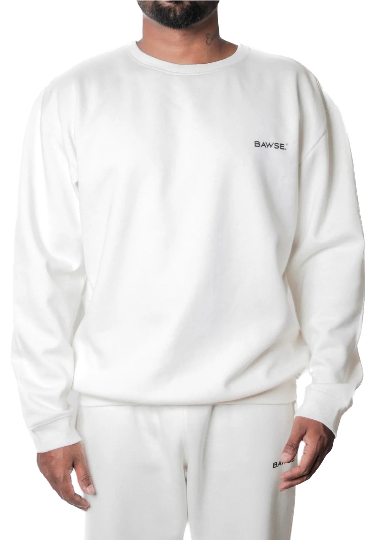 Relaxed Crew Neck Unisex Sweatshirt - Off White