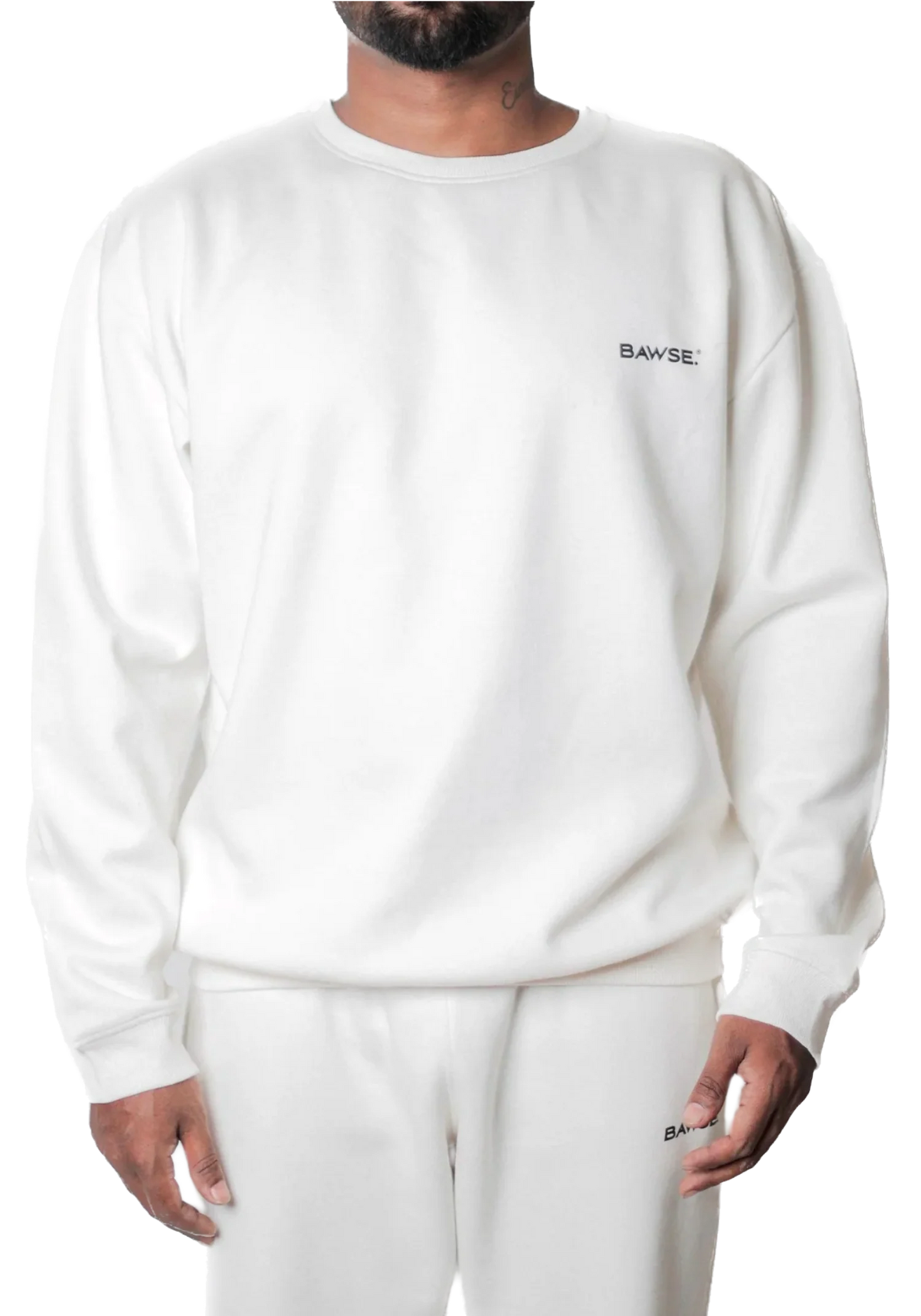 Relaxed Crew Neck Unisex Sweatshirt - Off White