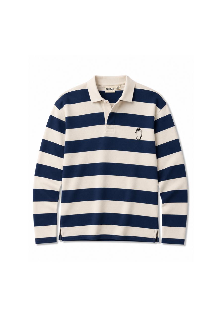 Long sleeve polo tshirt - Ivory Navy